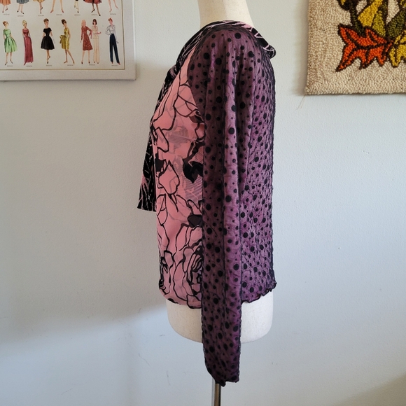 ANAC by Kimi | Y2K Wearable Art Pink & Black Mixed Print Long Sleeve Top - Picture 4 of 10